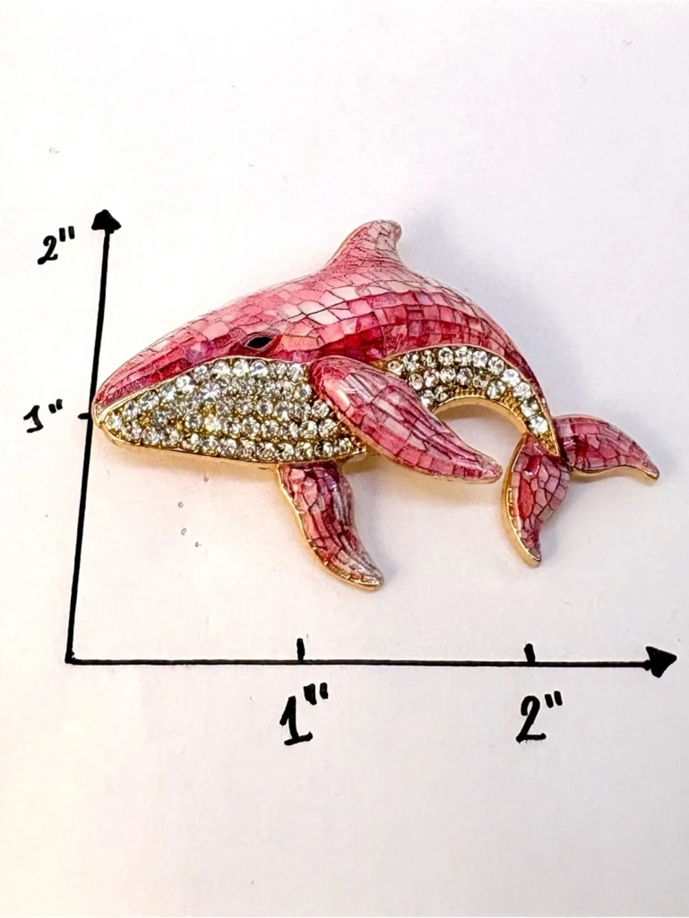 Pink Rhinestone Whale Brooch - Elegant Women’s Jewelry